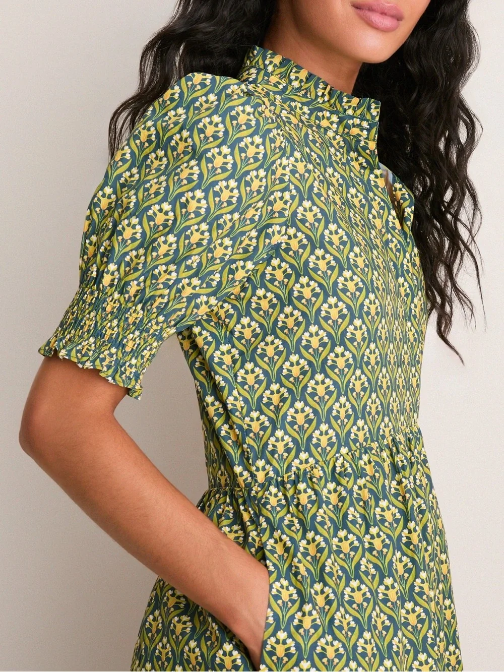 Hyacinth House Forrest Green Bennett Maxi Dress Women's Peasant Tiered